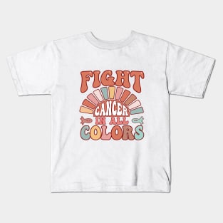 Fight Cancer In All Color Feather Breast Cancer Awareness Kids T-Shirt